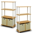 Pemberly Row 4-Tier Storage Rack Shelving Unit w/Bins in Set of 2