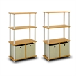 Pemberly Row 4-Tier Storage Rack Shelving Unit w/Bins in Set of 2