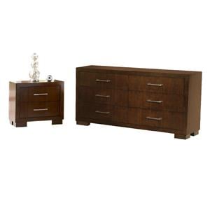 Pemberly Row Set of 2 Wood 2-Drawer Nightstand & 6-Drawer Dresser in Cappuccino