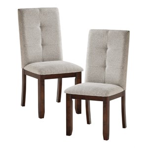 Pemberly Row 19&quot Fabric Dining Room Side Chair in Cherry (Set of 2)