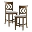 Pemberly Row Counter Height Wood Crossback Dining Chair Set in Oak (Set of 2)