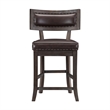 Pemberly Row Faux Leather Counter Height Dining Chair in Espresso (Set of 2)