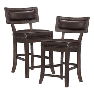 Pemberly Row Faux Leather Counter Height Dining Chair in Espresso (Set of 2)