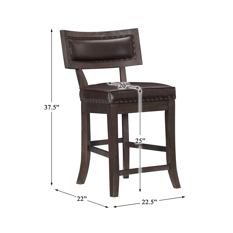 Pemberly Row Faux Leather Counter Height Dining Chair in Espresso (Set of 2)