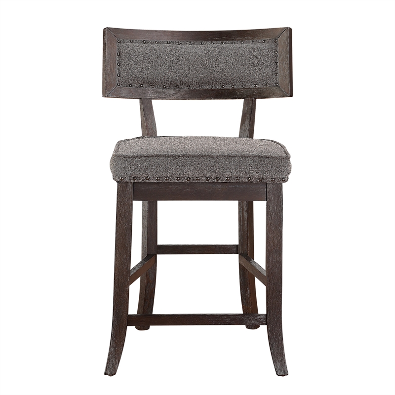 Pemberly Row Counter Height Dining Chair in Gray fabric (Set of 2)