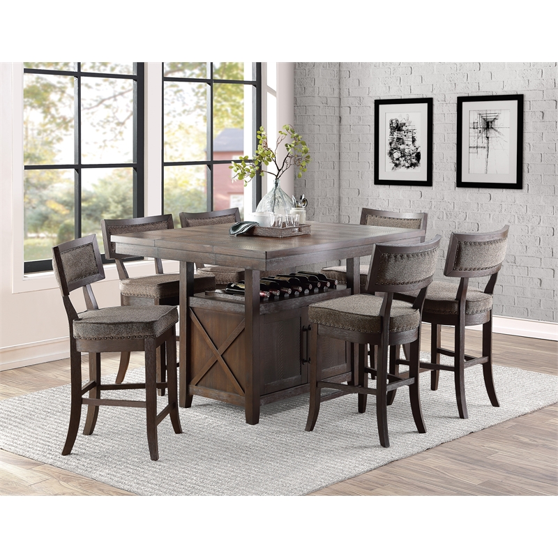 Pemberly Row Counter Height Dining Chair in Gray fabric (Set of 2)