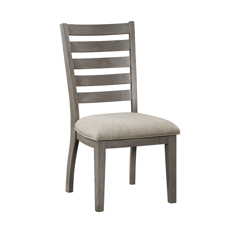 Pemberly Row Asian Hardwood Dining Room Side Chair in Gray (Set of 2)