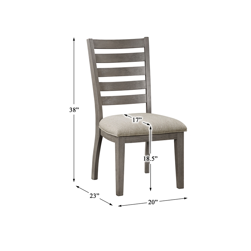 Pemberly Row Asian Hardwood Dining Room Side Chair in Gray (Set of 2)