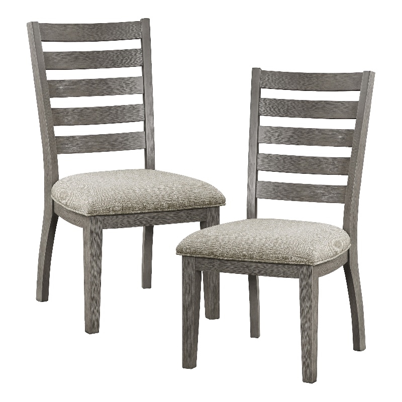 Pemberly Row Asian Hardwood Dining Room Side Chair in Gray (Set of 2)