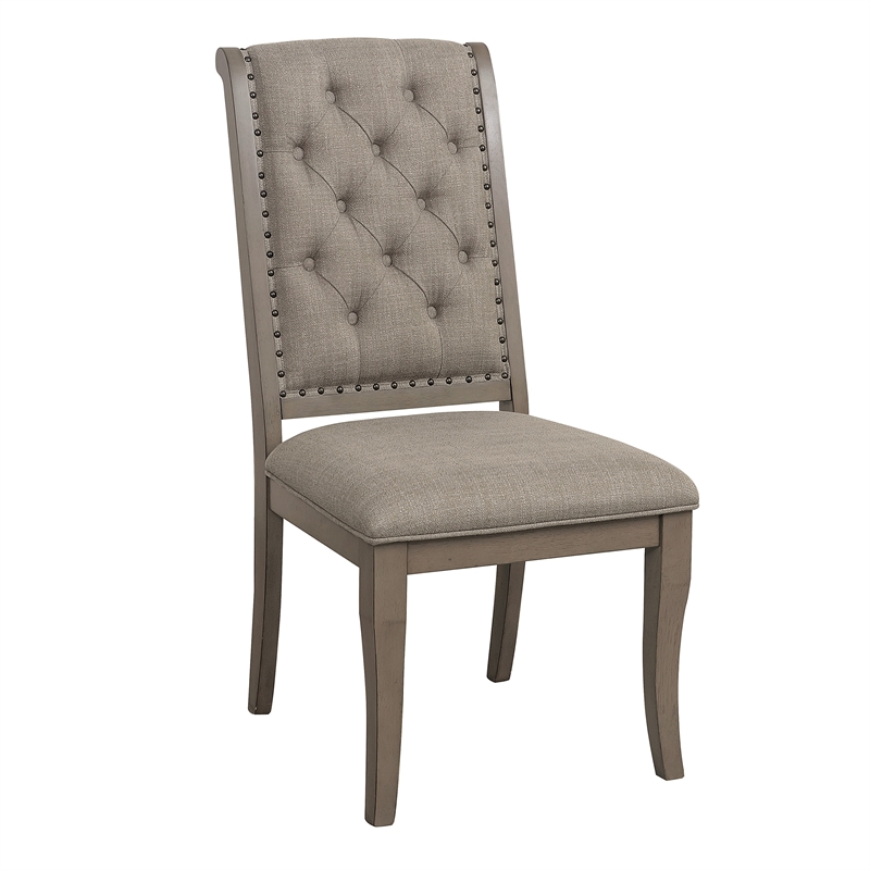 Pemberly Row Traditional Wood Dining Room Side Chair in Gray Cashmere (Set of 2)