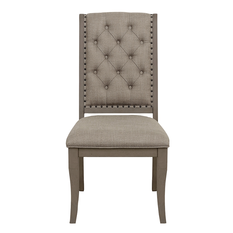 Pemberly Row Traditional Wood Dining Room Side Chair in Gray Cashmere (Set of 2)
