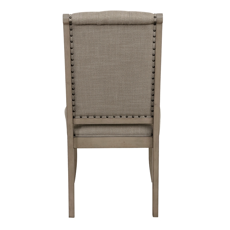 Pemberly Row Traditional Wood Dining Room Side Chair in Gray Cashmere (Set of 2)