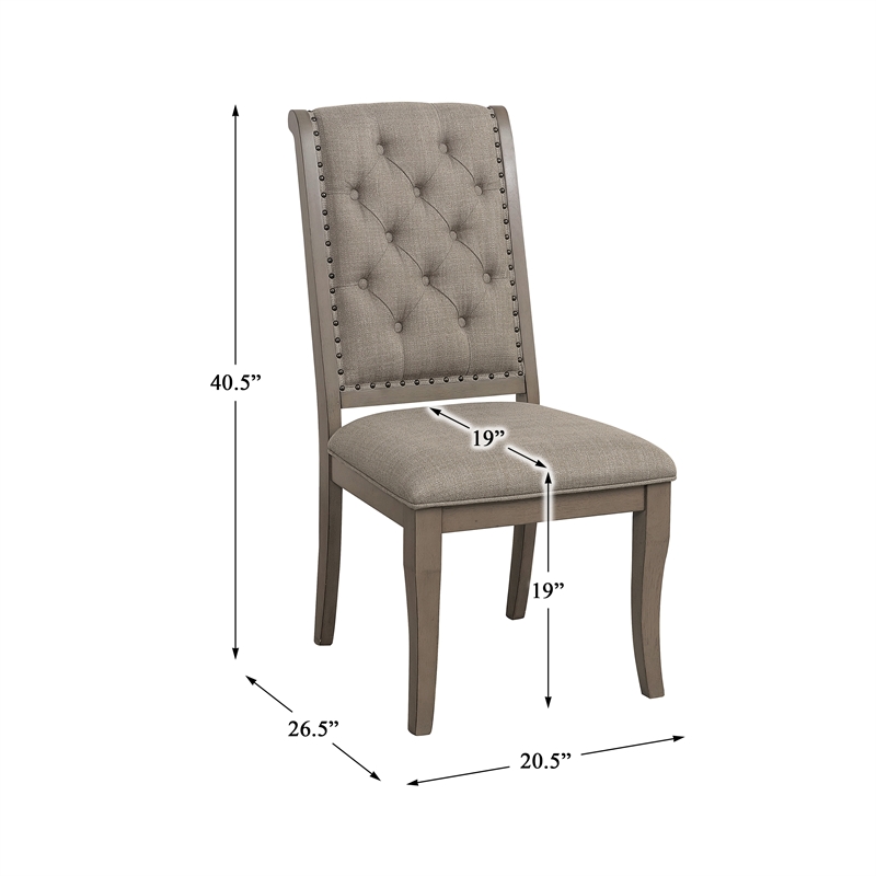 Pemberly Row Traditional Wood Dining Room Side Chair in Gray Cashmere (Set of 2)