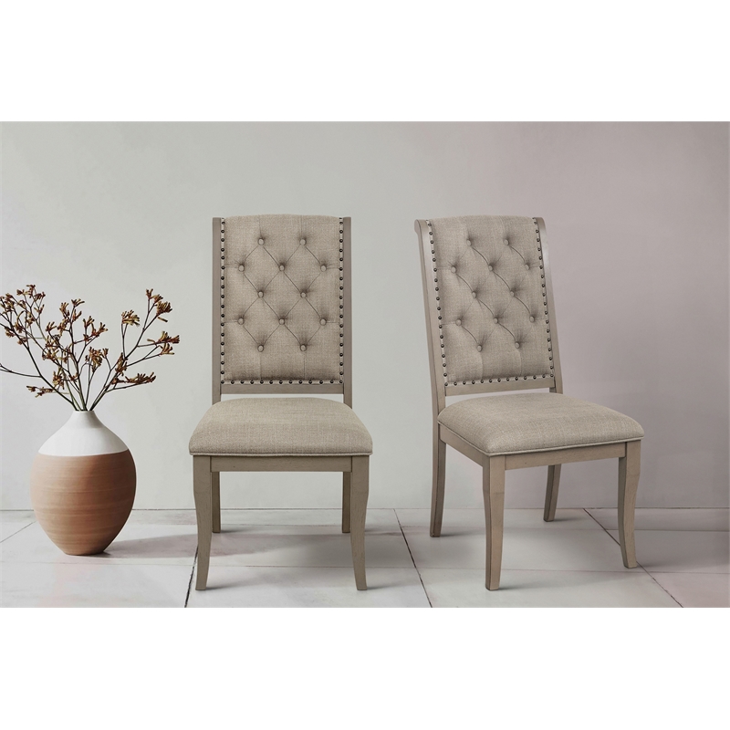 Pemberly Row Traditional Wood Dining Room Side Chair in Gray Cashmere (Set of 2)
