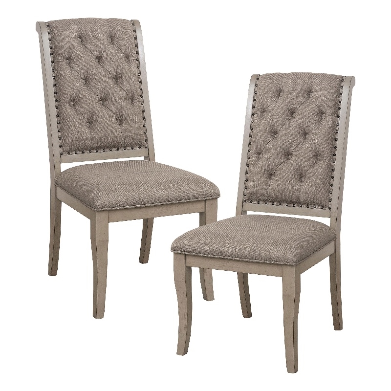 Pemberly Row Traditional Wood Dining Room Side Chair in Gray Cashmere (Set of 2)