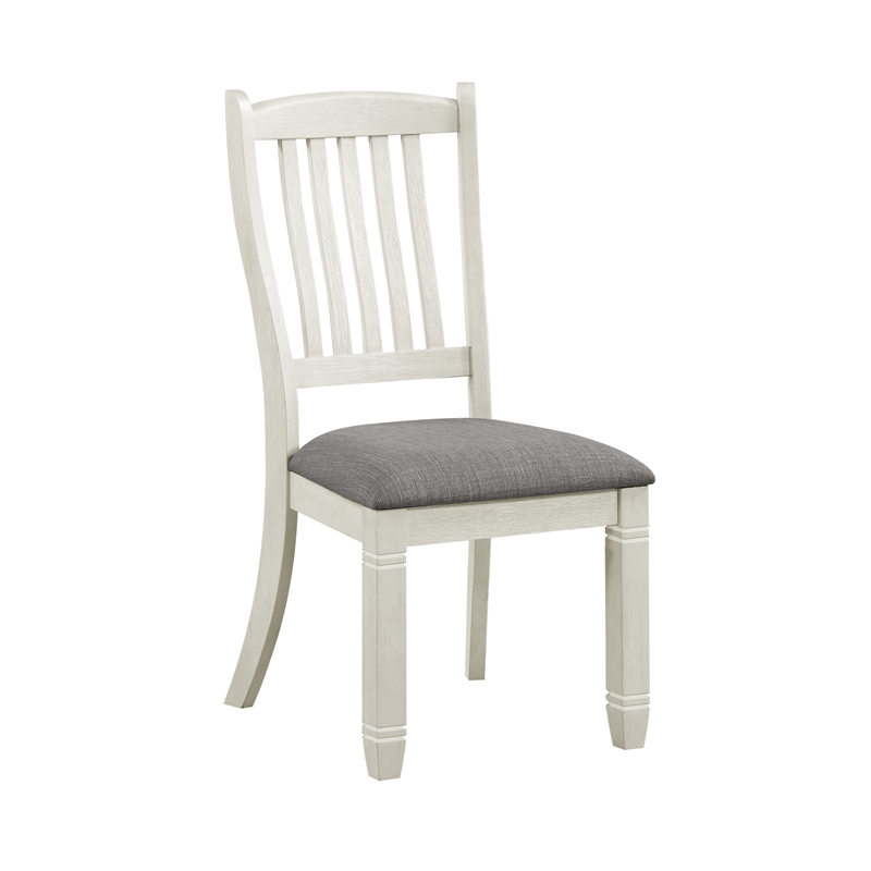 Pemberly Row Pine Wood Dining Room Side Chair in Antique White (Set of 2)
