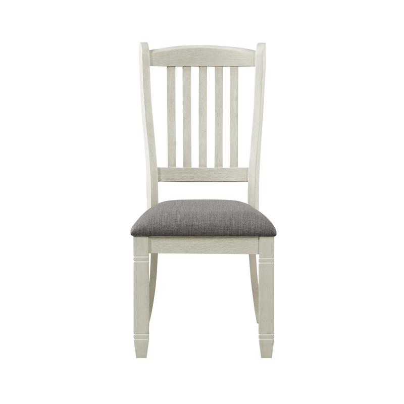 Pemberly Row Pine Wood Dining Room Side Chair in Antique White (Set of 2)