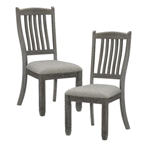Pemberly Row Pine Wood Dining Room Side Chair in Antique Gray (Set of 2)