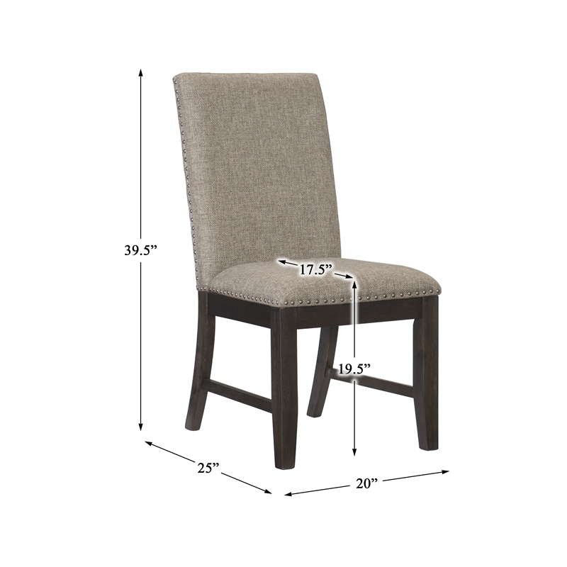 Pemberly Row Traditional Dining Room Side Chair in Wire Brushed Brown (Set of 2)