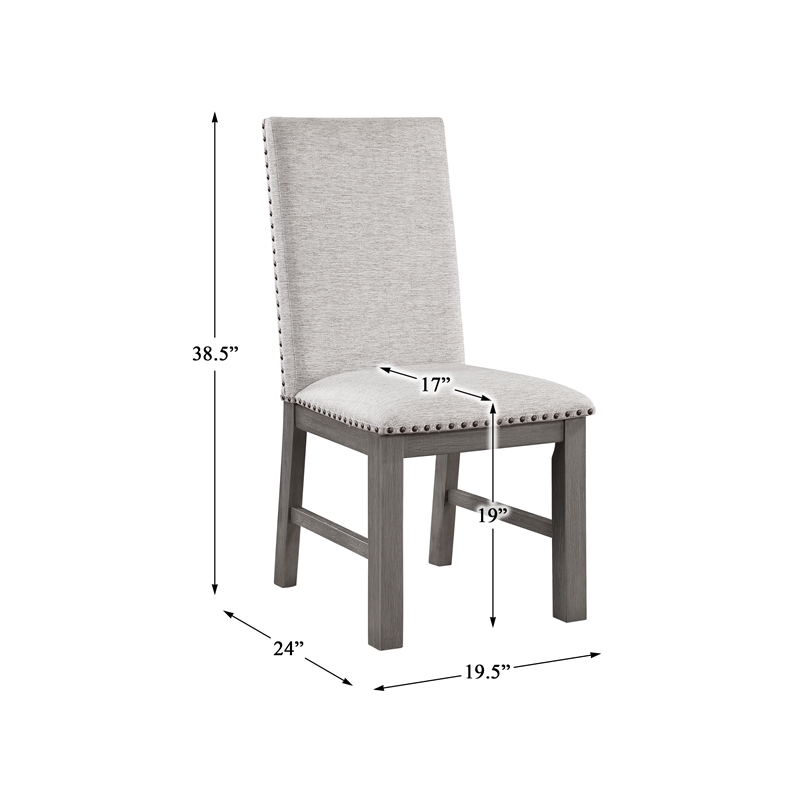 Pemberly Row Traditional Wood Dining Room Side Chair in Gray (Set of 2)