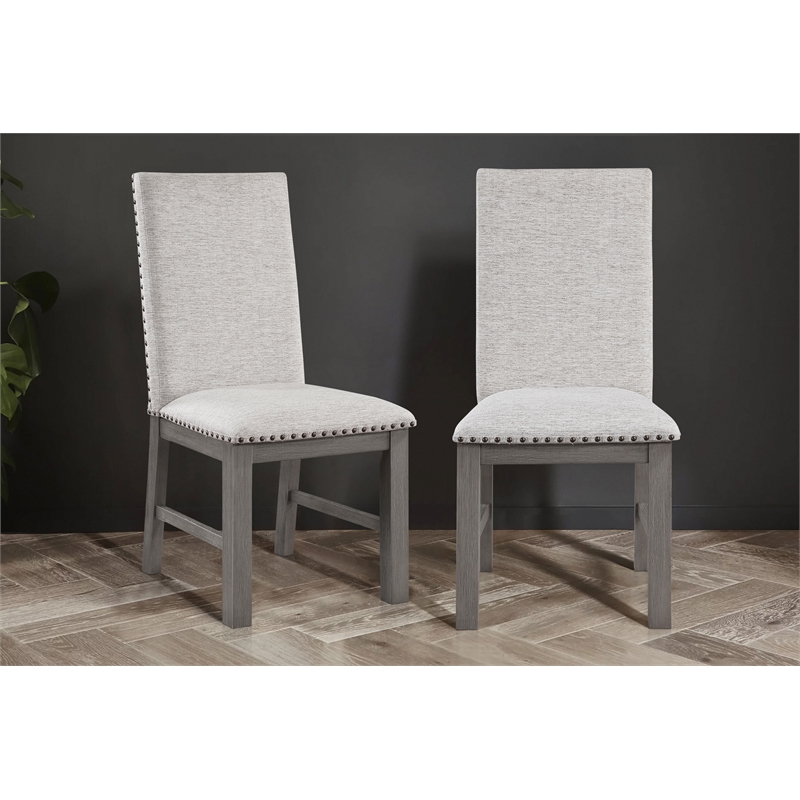 Pemberly Row Traditional Wood Dining Room Side Chair in Gray (Set of 2)