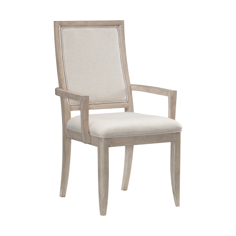 Pemberly Row Contemporary Wood Dining Room Arm Chair in Gray (Set of 2)