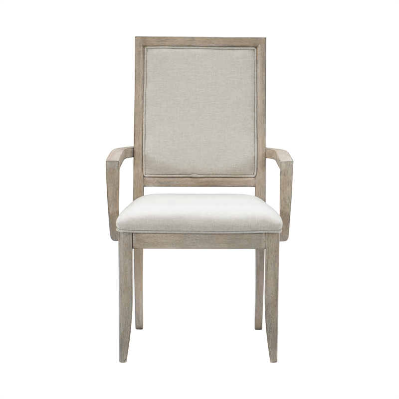 Pemberly Row Contemporary Wood Dining Room Arm Chair in Gray (Set of 2)
