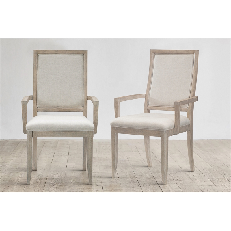 Pemberly Row Contemporary Wood Dining Room Arm Chair in Gray (Set of 2)