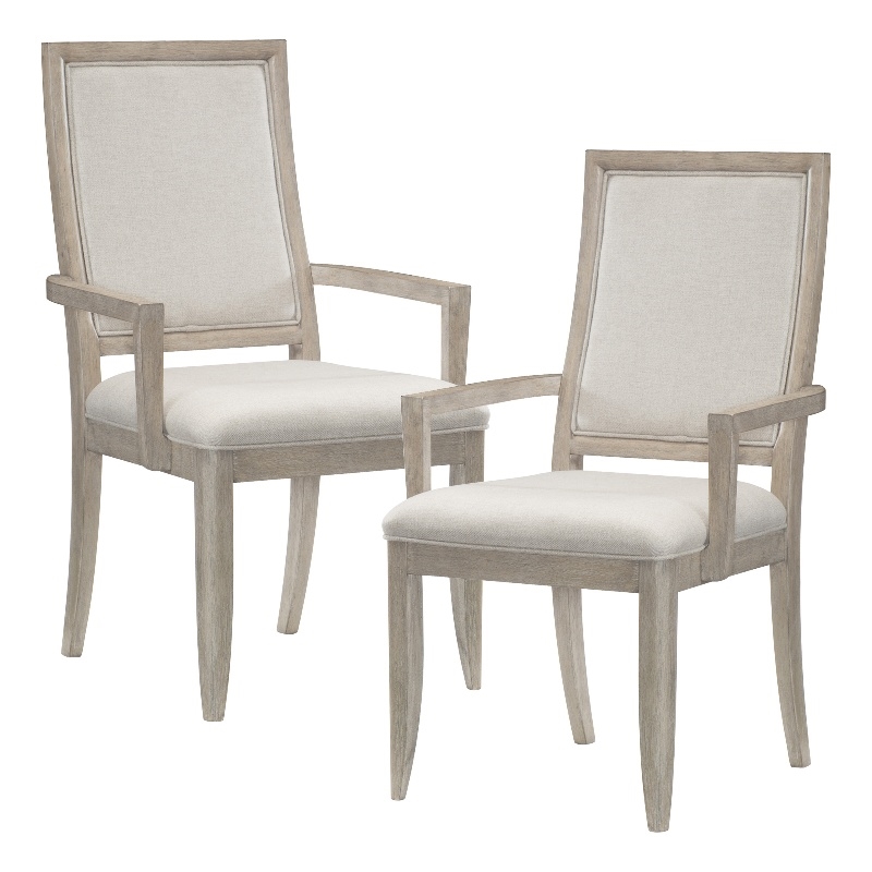 Pemberly Row Contemporary Wood Dining Room Arm Chair in Gray (Set of 2)