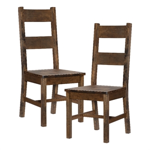 Pemberly Row Solid Wood Dining Room Side Chair in Burnished Brown (Set of 2)