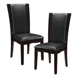 Pemberly Row Wood and Faux Leather Dining Room Side Chair in Espresso (Set of 2)