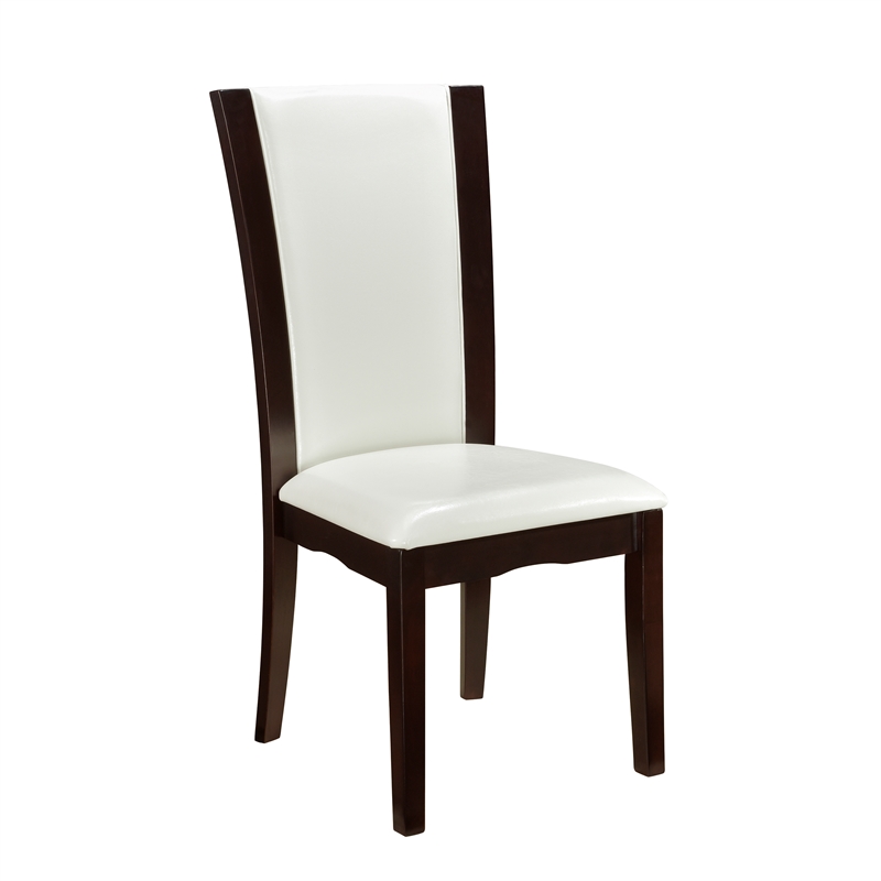 Pemberly Row Wood and Faux Leather Dining Room Side Chair in Espresso (Set of 2)