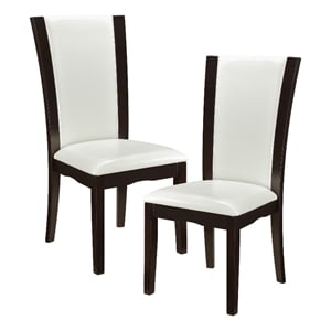 Pemberly Row Wood and Faux Leather Dining Room Side Chair in Espresso (Set of 2)