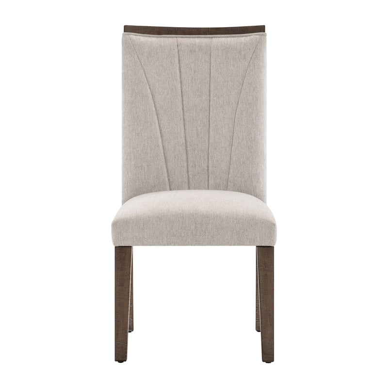 Pemberly Row Wood and Fabric Dining Room Chairs in Brown (Set of 2)