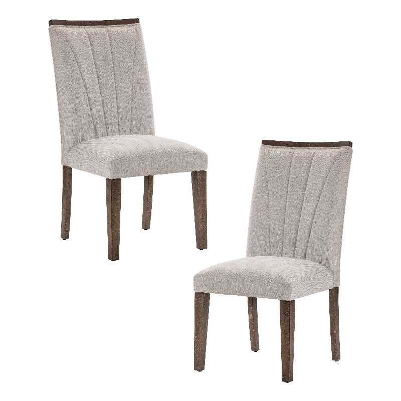 Pemberly Row Wood and Fabric Dining Room Chairs in Brown (Set of 2)