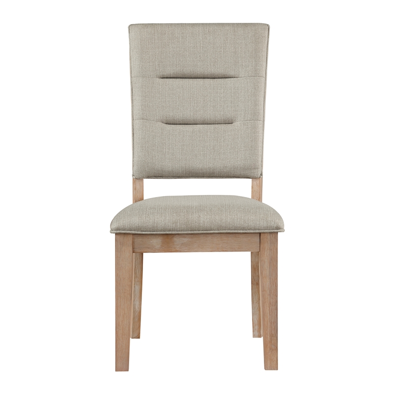 Pemberly Row Wood and Fabric Dining Room Side Chair in Beige (Set of 2)
