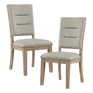 Pemberly Row Wood and Fabric Dining Room Side Chair in Beige (Set of 2)