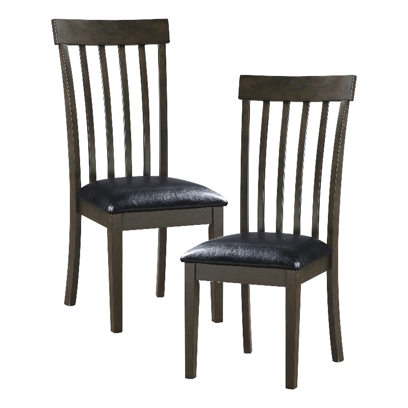 Pemberly Row Faux Leather Dining Room Side Chair in Black (Set of 2)