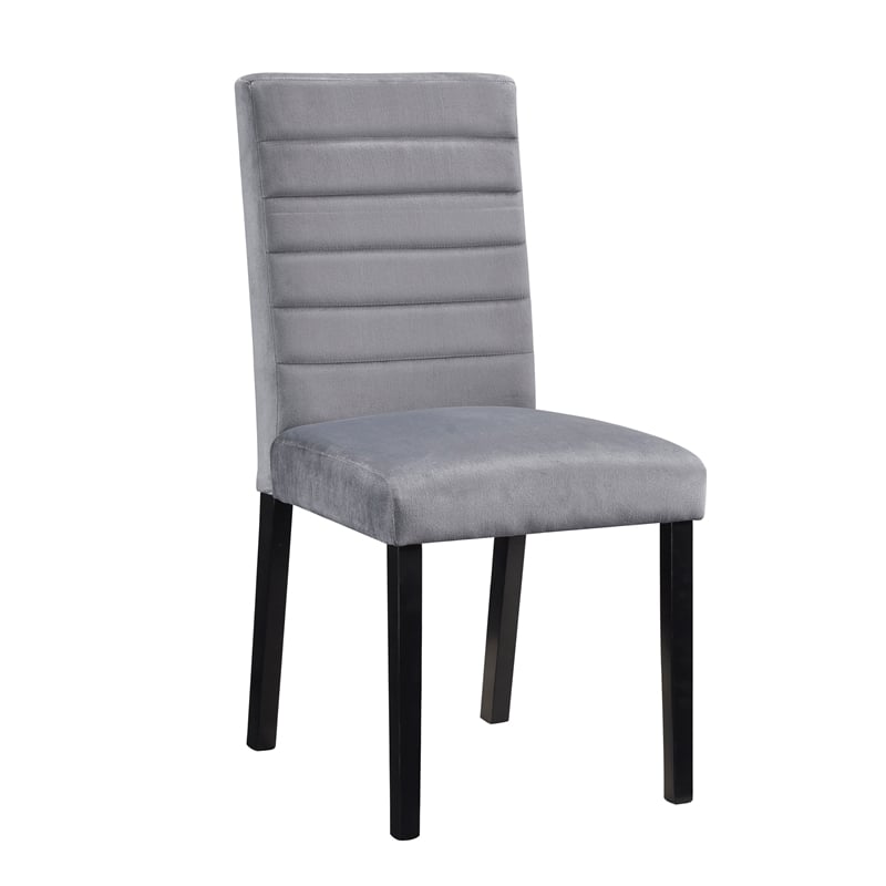Pemberly Row Wood and Velvet Upholstery Dining Side Chair in Gray (Set of 2)