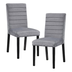 Pemberly Row Wood and Velvet Upholstery Dining Side Chair in Gray (Set of 2)