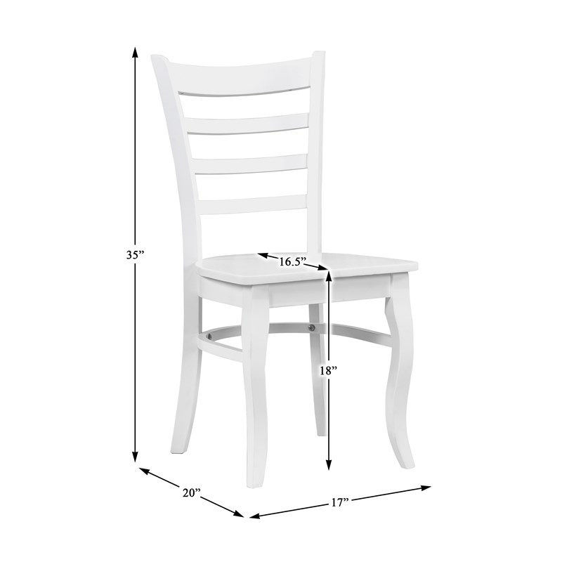 Pemberly Row Wood Dining Room Side Chair - Set of 2 in White