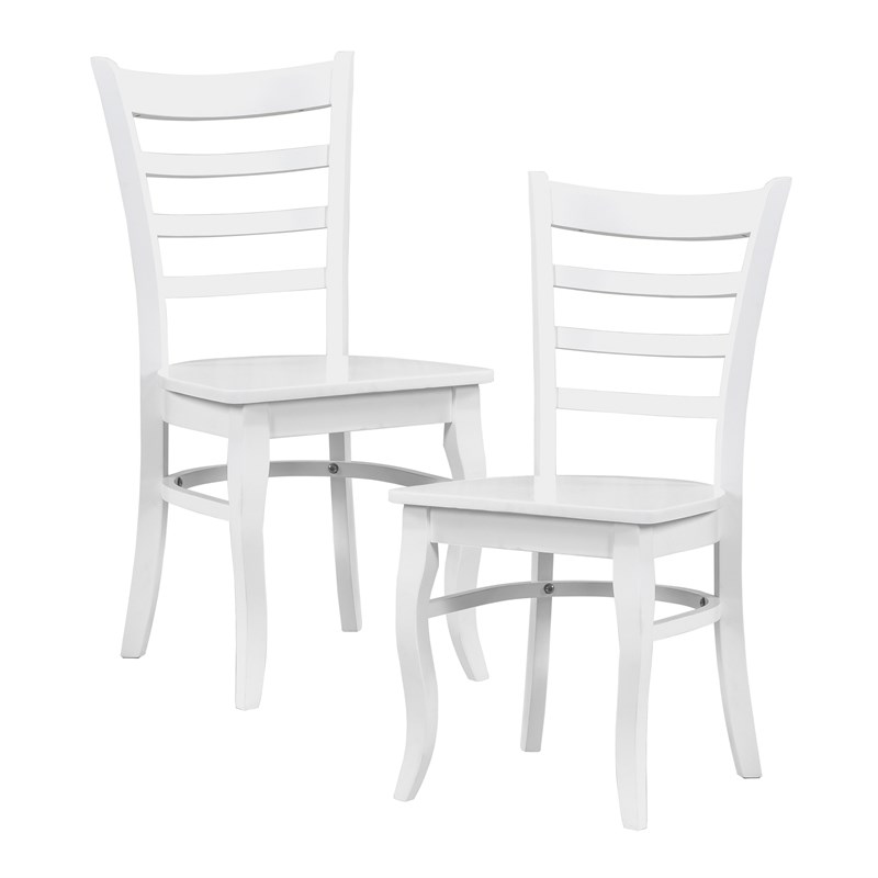 Pemberly Row Wood Dining Room Side Chair - Set of 2 in White