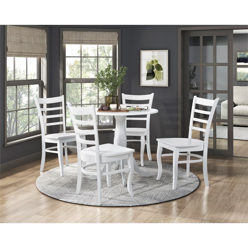 Pemberly Row Wood Dining Room Side Chair - Set of 2 in White