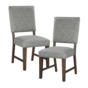Pemberly Row Wood & Fabric Dining Room Side Chair - Set of 2 in Gray