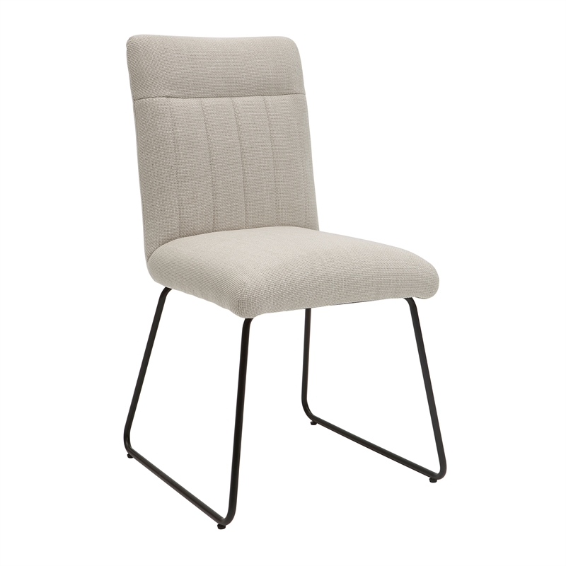 Pemberly Row Metal & Fabric Dining Room Side Chair - Set of 2 in Beige