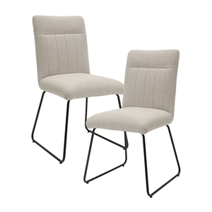 Pemberly Row Metal & Fabric Dining Room Side Chair - Set of 2 in Beige