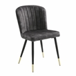 Pemberly Row Metal & Velvet Dining Room Side Chair - Set of 2 in Charcoal