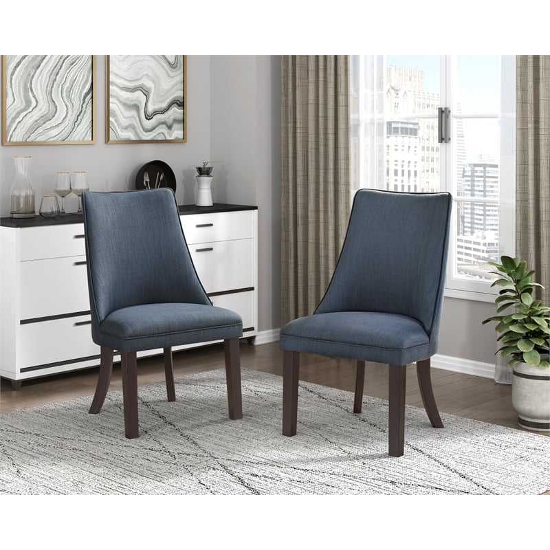 Pemberly Row Textured Dining Room Side Chair - Set of 2 in Blue Gray