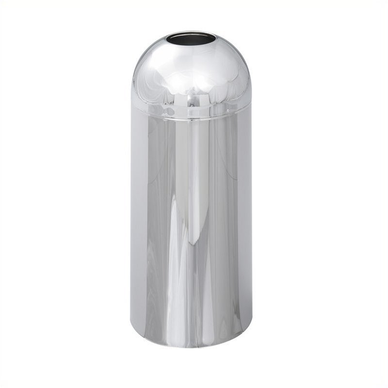 Pemberly Row Metal Reflections Chrome Open Top Dome Receptacle