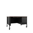 Pemberly Row Mobile Right Hand Single Pedestal Metal Desk in Black/Walnut